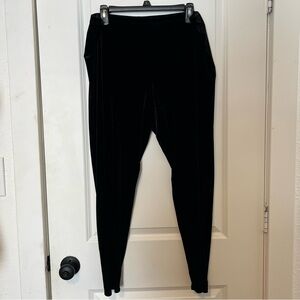 Eileen Fisher Black Velvet Pull-on Cropped Trouser Leggings